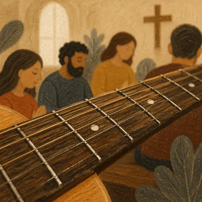 Acoustic Guitar Neck in Quiet Worship