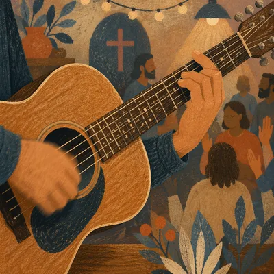 Acoustic Guitar Worship Hands Close Up