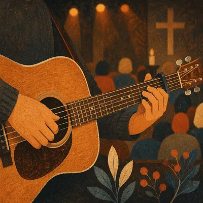 Acoustic Guitar Worship in Warm Church Light
