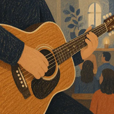 Close Up Acoustic Guitar Worship Moment