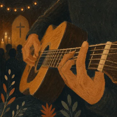 Acoustic Guitar Hands in Quiet Worship