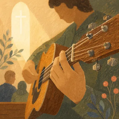 Acoustic Guitar Worship Hands Close Up