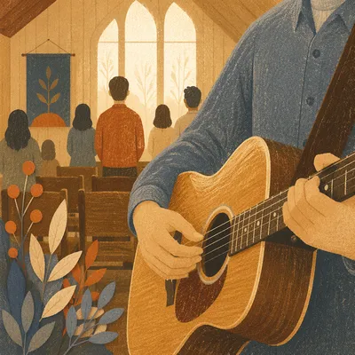 Acoustic Guitar Worship in Wooden Chapel