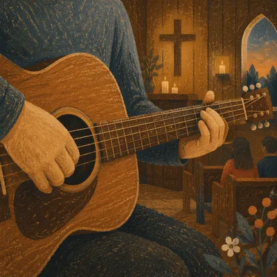 Acoustic Guitar Worship in Wooden Chapel