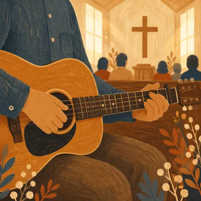Acoustic Guitar Worship in Wooden Chapel