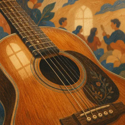 Close Up Acoustic Guitar for Worship