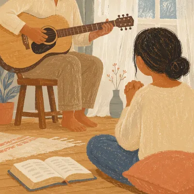 Acoustic Guitar Worship in Intimate Prayer Gathering