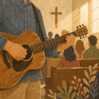 Acoustic Guitar Worship in Morning Church