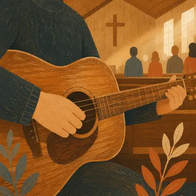 Acoustic Guitar Worship in Wooden Chapel