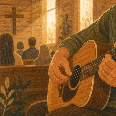 Acoustic Guitar Worship in Wooden Chapel