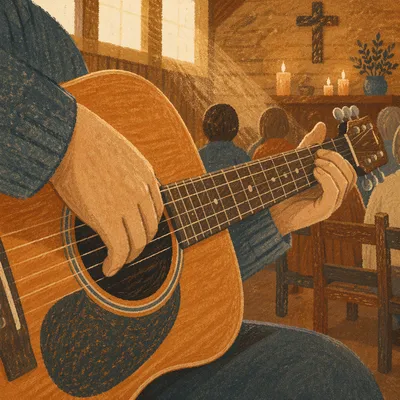 Acoustic Guitar Worship in Candlelit Chapel