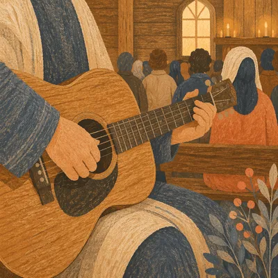 Acoustic Guitar Worship in Warm Chapel