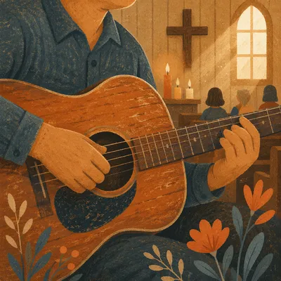 Acoustic Guitar Worship in Wooden Chapel