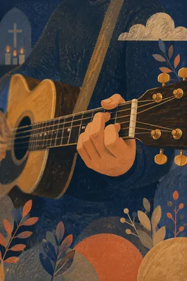Close-Up Acoustic Guitar During Intimate Worship