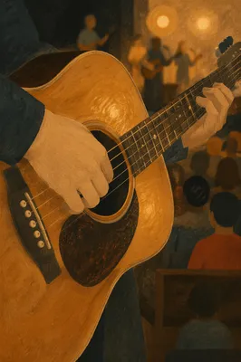 Close-Up Acoustic Guitar in Worship Service