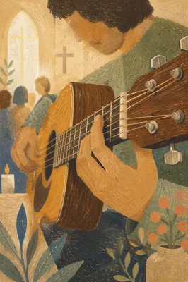 Acoustic Guitar Worship Hands Close Up
