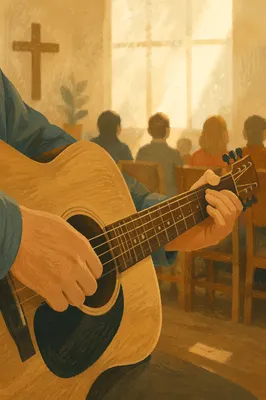 Acoustic Guitar Worship in Quiet Chapel