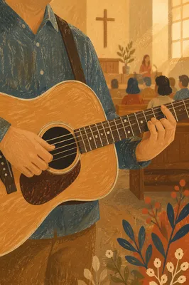 Close-Up Acoustic Guitar in Quiet Worship