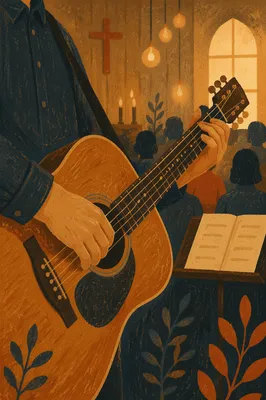 Close-Up Acoustic Guitar Worship Moment