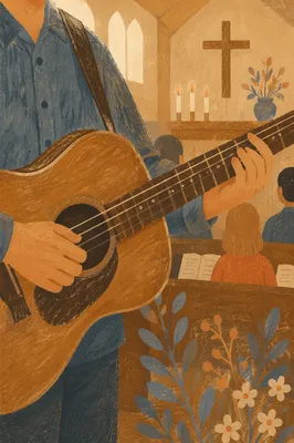 Acoustic Guitar Worship in Wooden Chapel