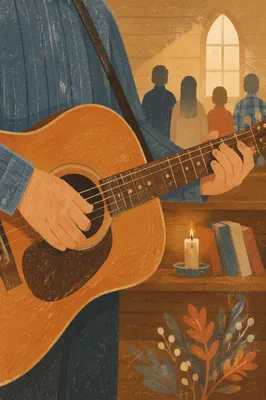 Acoustic Guitar Worship in Wooden Chapel