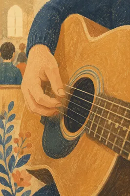 Close-Up Acoustic Guitar in Worship