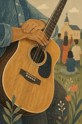 Acoustic Guitar Close-Up for Outdoor Worship