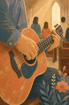 Intimate Acoustic Guitar Worship in Wooden Chapel