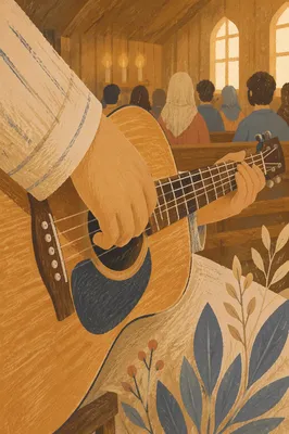 Acoustic Guitar Worship in Warm Chapel