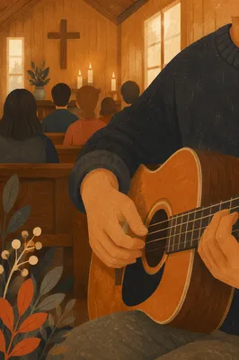 Acoustic Guitar Worship in Wooden Chapel