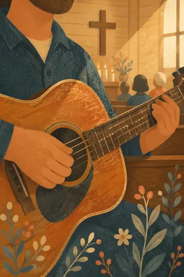 Intimate Acoustic Guitar Worship in Wooden Chapel