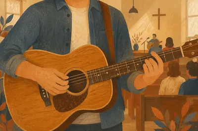 Acoustic Guitar Close-Up in Quiet Worship
