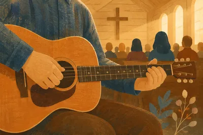 Acoustic Guitar Worship in Wooden Chapel