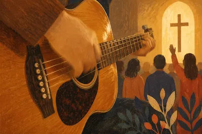 Intimate Acoustic Guitar Worship Close Up