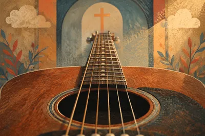 Close Up Acoustic Guitar Worship Moment
