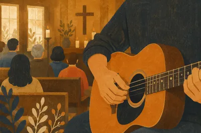 Acoustic Guitar Worship in Warm Chapel