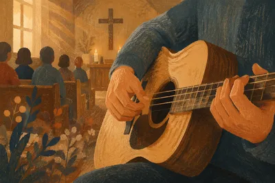 Acoustic Guitar Worship in Candlelit Chapel