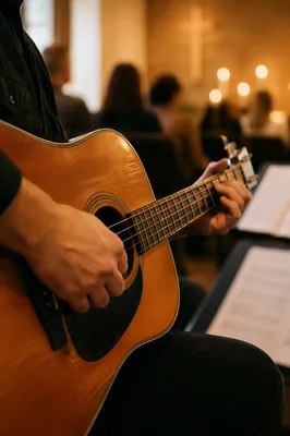 Close Up Acoustic Guitar Worship Moment