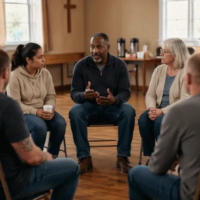 Support Group Meeting in Church Room