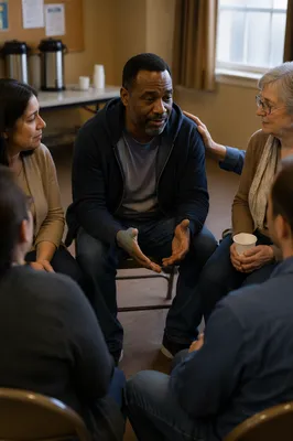 Support Group Circle in Community Room