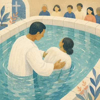 Adult Baptism in Simple Church Pool