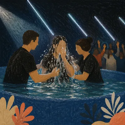 Adult Baptism in Contemporary Church Pool