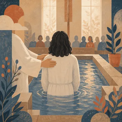 Reverent Adult Baptism in Church Pool