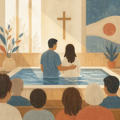 Adult Baptism in Contemporary Church Sanctuary