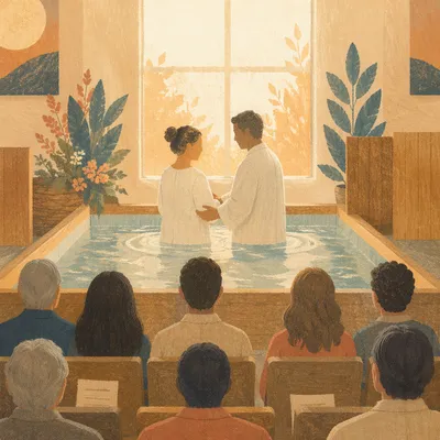Reverent Adult Baptism in Church Pool