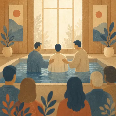 Adult Baptism in Peaceful Church Pool