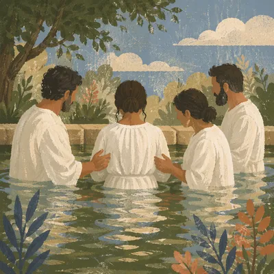 Reverent Adult Baptism in Outdoor Church Pool