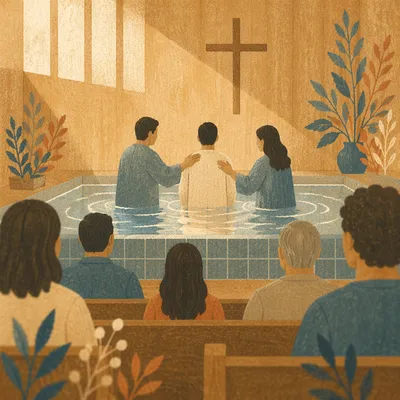 Reverent Adult Baptism in Church Pool