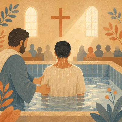 Adult Baptism in Warm Church Pool