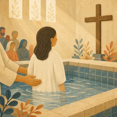 Adult Baptism in Modest Church Sanctuary